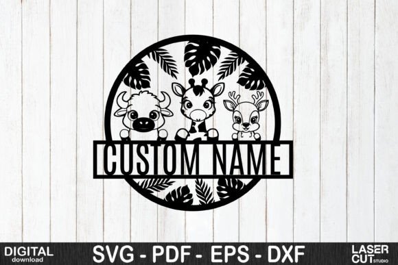 Download Custom Safari Animal Name Sign - Jungle - Premium Bundle