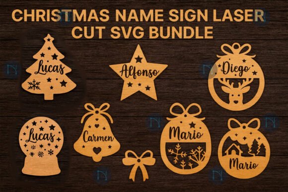 Download Christmas Name Sign Laser Cut SVG Bundle - Premium Resources