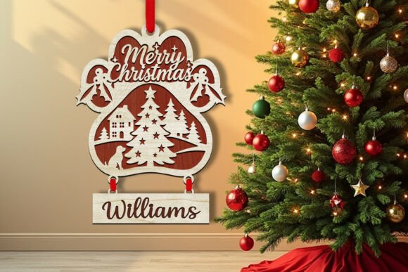 Download Laser Cut Christmas Dog Paw Name Sign - Premium Resources